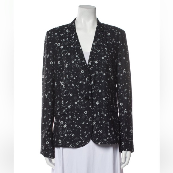 The Kooples Tattoo Print Black Crepe Blazer - Picture 2 of 16